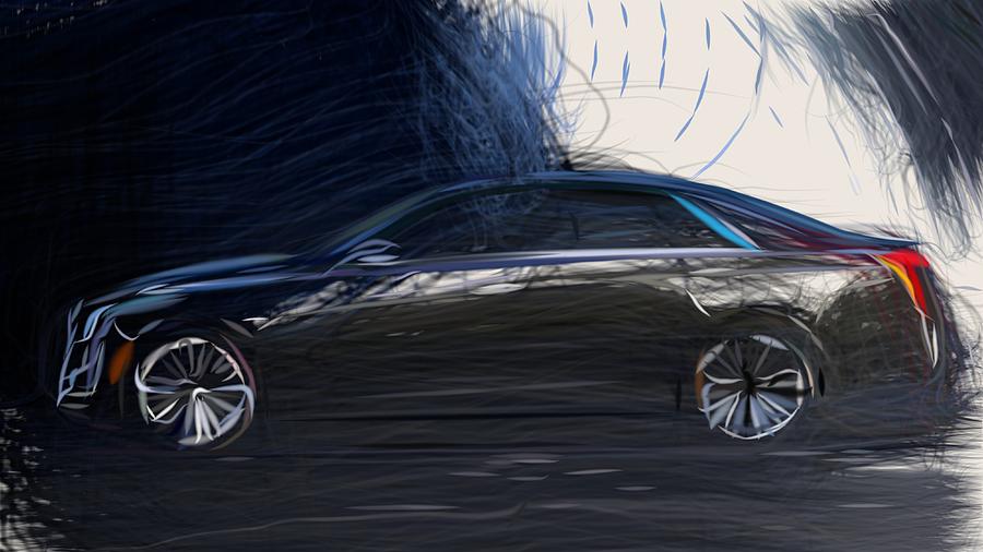Cadillac CTS Drawing #2 Digital Art by CarsToon Concept