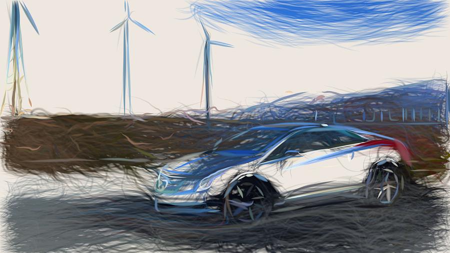 Cadillac ELR Drawing #2 Digital Art by CarsToon Concept