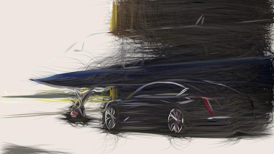 Cadillac Escala Draw #2 Digital Art by CarsToon Concept