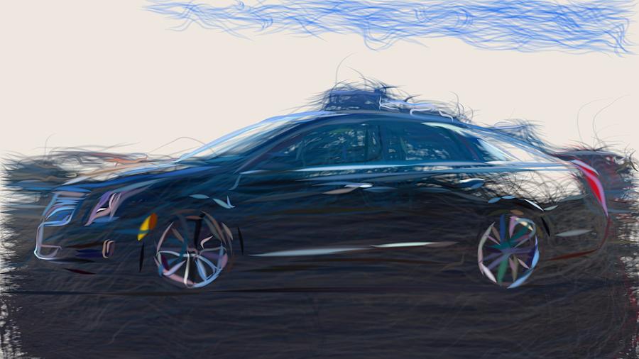 Cadillac XTS Draw #2 Digital Art by CarsToon Concept