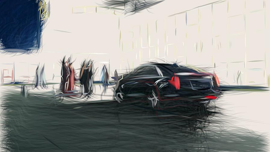 Cadillac XTS Drawing #2 Digital Art by CarsToon Concept