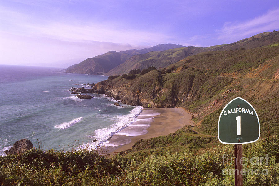 California, Pacific Coast Highway Sign Near Big Sur Photograph by American School
