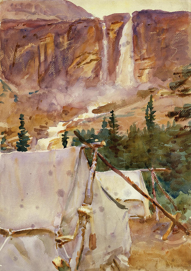 John Singer Sargent Painting - Camp and Waterfall. #1 by John Singer Sargent