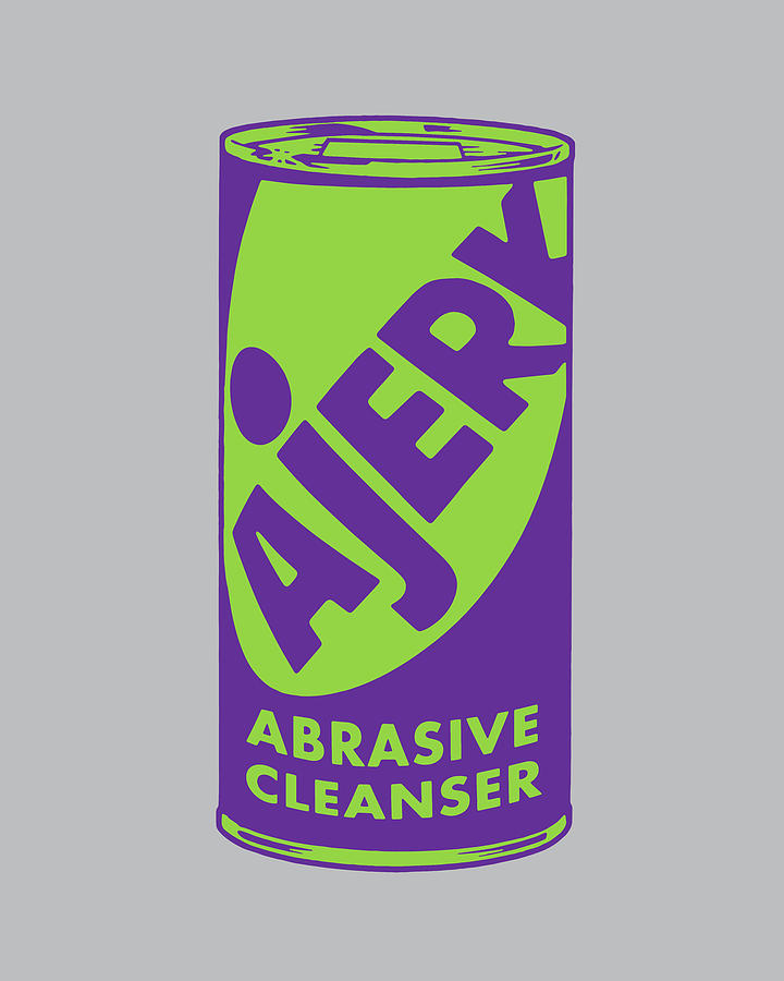 Typography Drawing - Can of Ajerk Abrasive Cleanser #1 by CSA Images