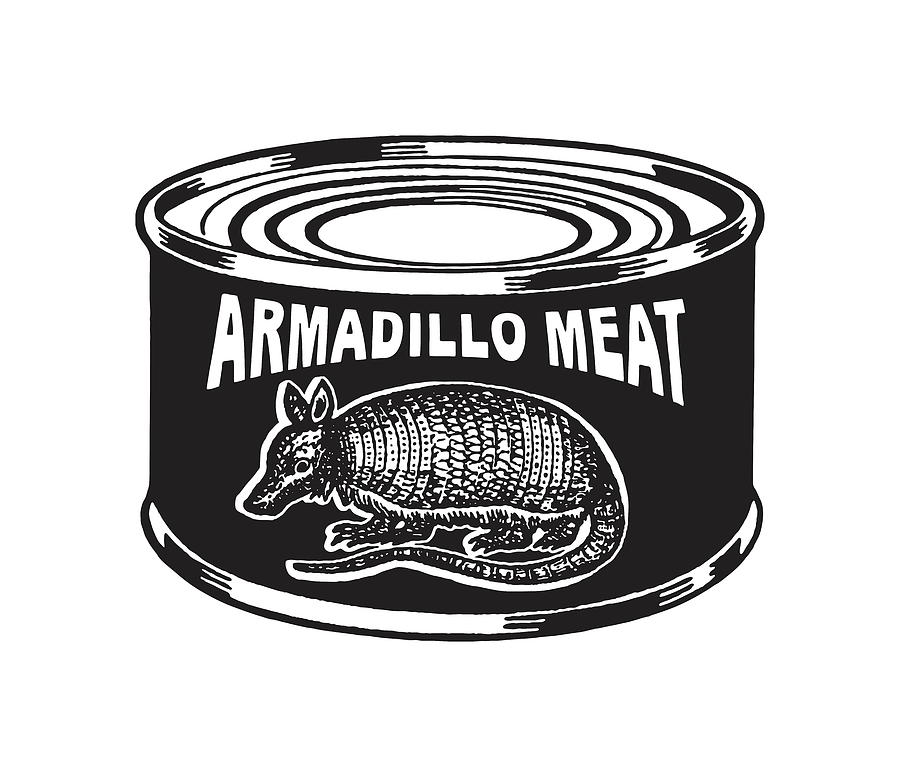 Black And White Drawing - Can of Armadillo Meat #1 by CSA Images