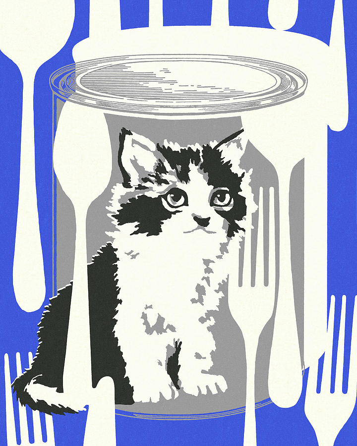 Vintage Drawing - Can of Cat Food #1 by CSA Images