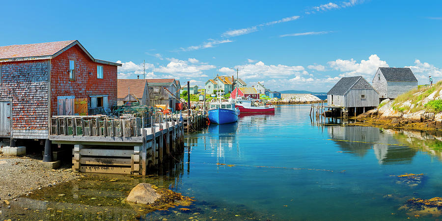 Boat Digital Art - Canada, Nova Scotia, Peggys Cove, Atlantic Ocean, Lighthouse Route #1 by Pietro Canali