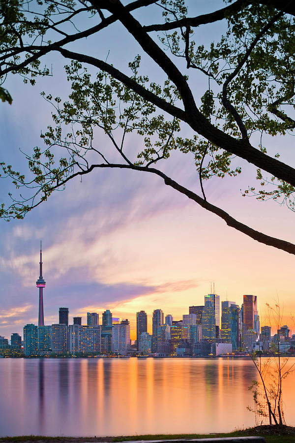 Canada, Toronto, Skyline At Sunset #1 Digital Art by Pietro Canali