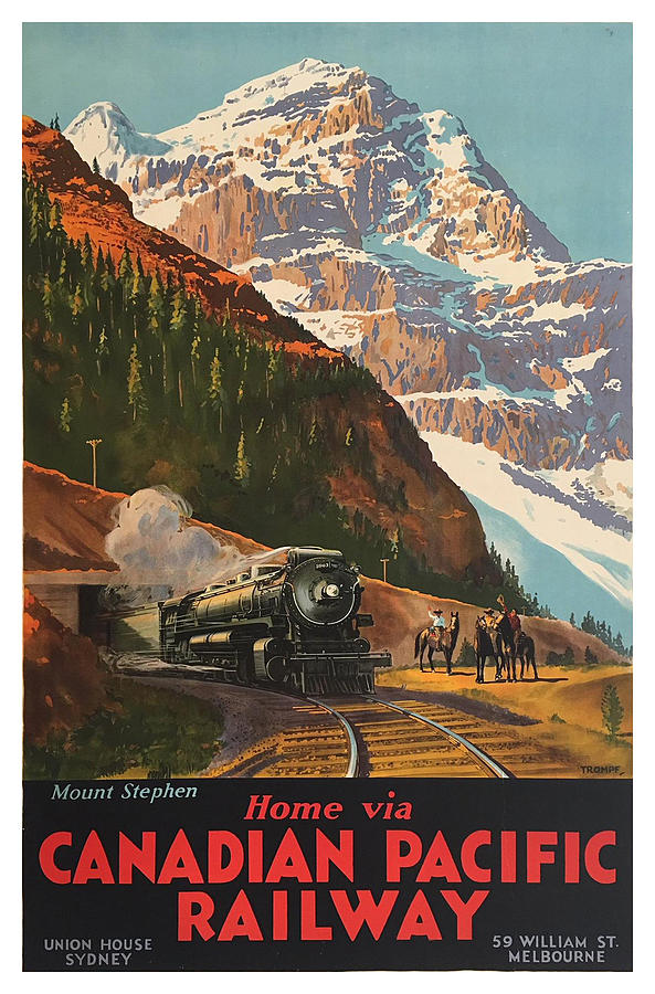24x36 1950 Travel Canadian Pacific Vintage Style Travel by Train Poster 