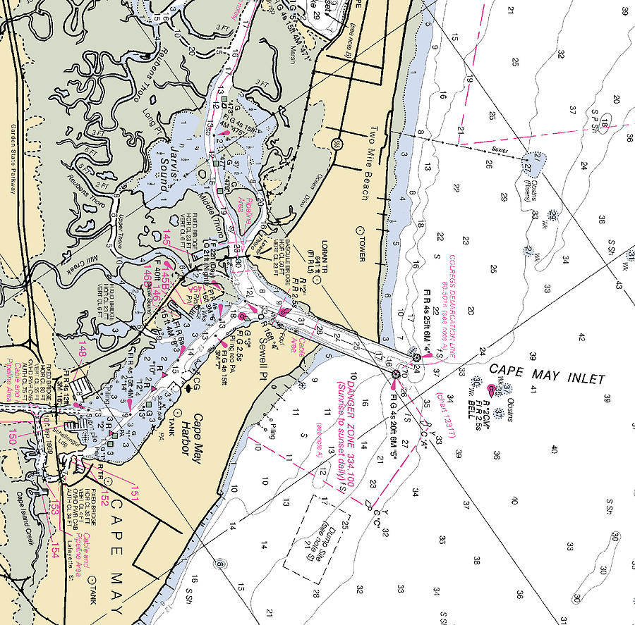 Cape May Inlet-new Jersey Nautical Chart Mixed Media by Sea Koast