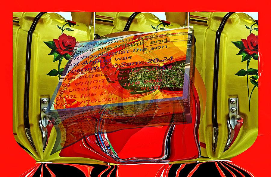 Car hood reflection box little planet as art with text as a box #1 Digital Art by Karl Rose
