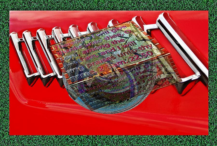 Car reflection box little planet as art with text as a box #1 Digital Art by Karl Rose