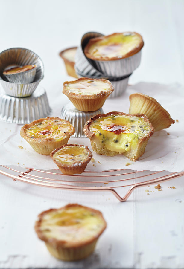 Caramelized Passion Fruit Sour Cream Tartlets With Nutmeg #1 Photograph by Ulrike Holsten / Stockfood Studios