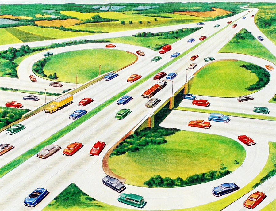 Cars On Cloverleaf Interchange #1 Photograph by Graphicaartis