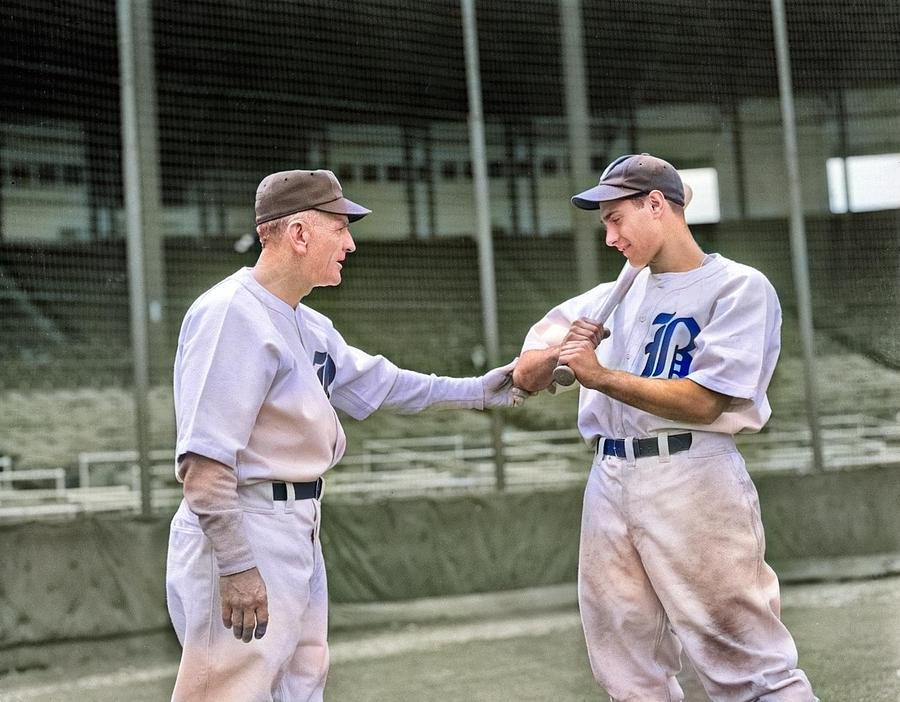 Casey Stengel Instructs One Of His Players On The Finer Points Of Hitting, 1940-41 By Leslie Jones C Painting
