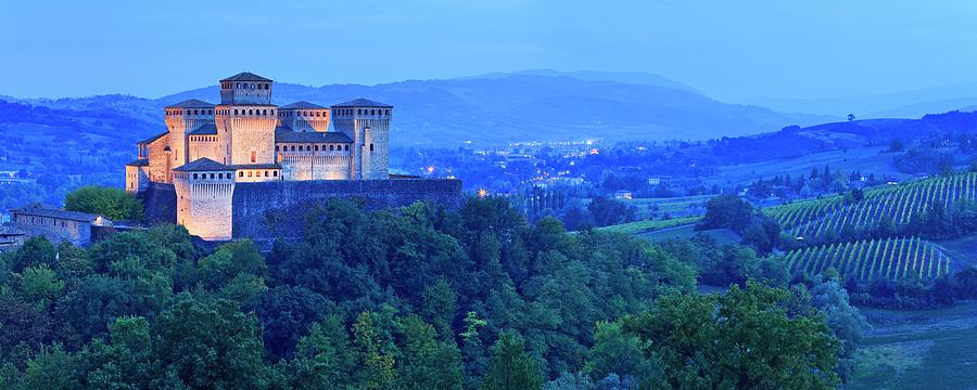 Castle At Dusk, Italy #1 Digital Art by Luigi Vaccarella