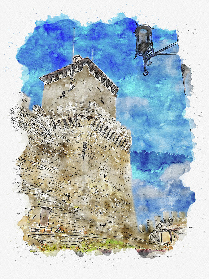 Castle #watercolor #sketch #castle #medieval #1 Digital Art by TintoDesigns