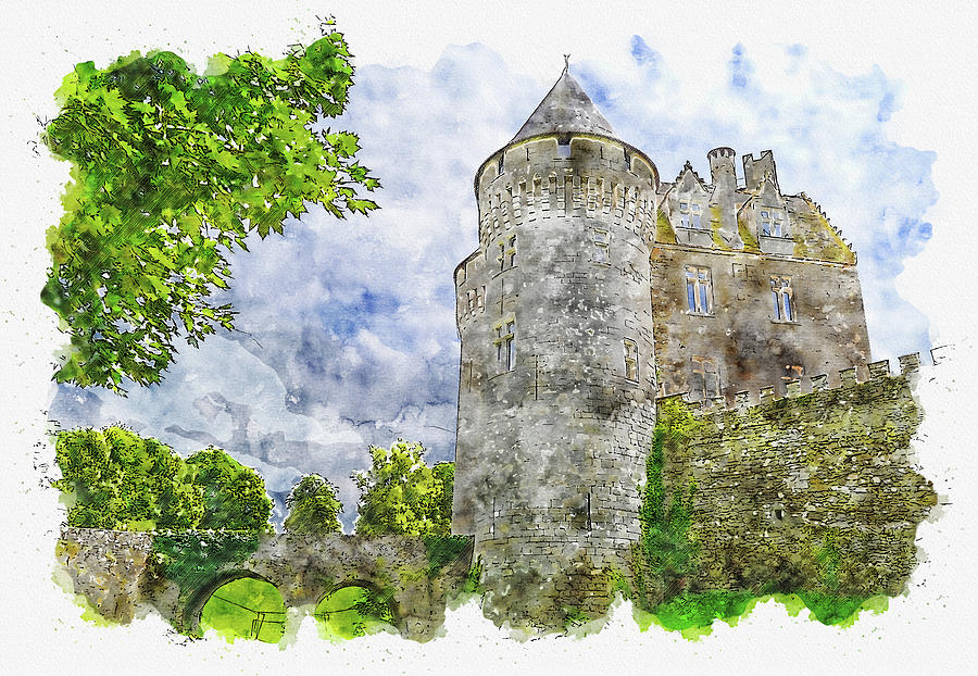 Castle #watercolor #sketch #castle #tower #1 Digital Art by TintoDesigns
