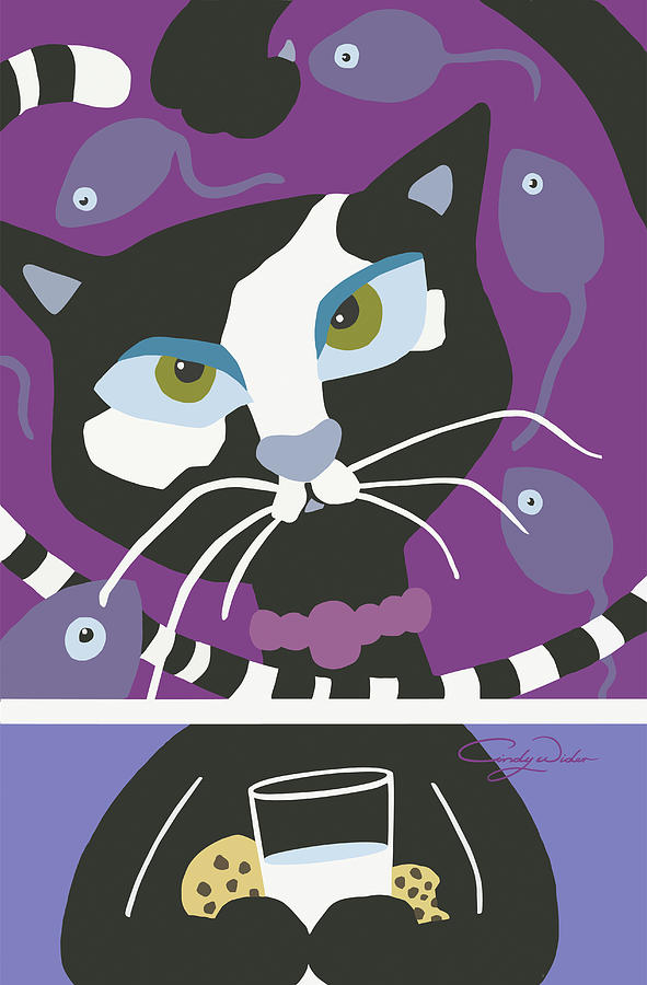 Cookie Digital Art - Cat Nap Dreams #1 by Cindy Wider