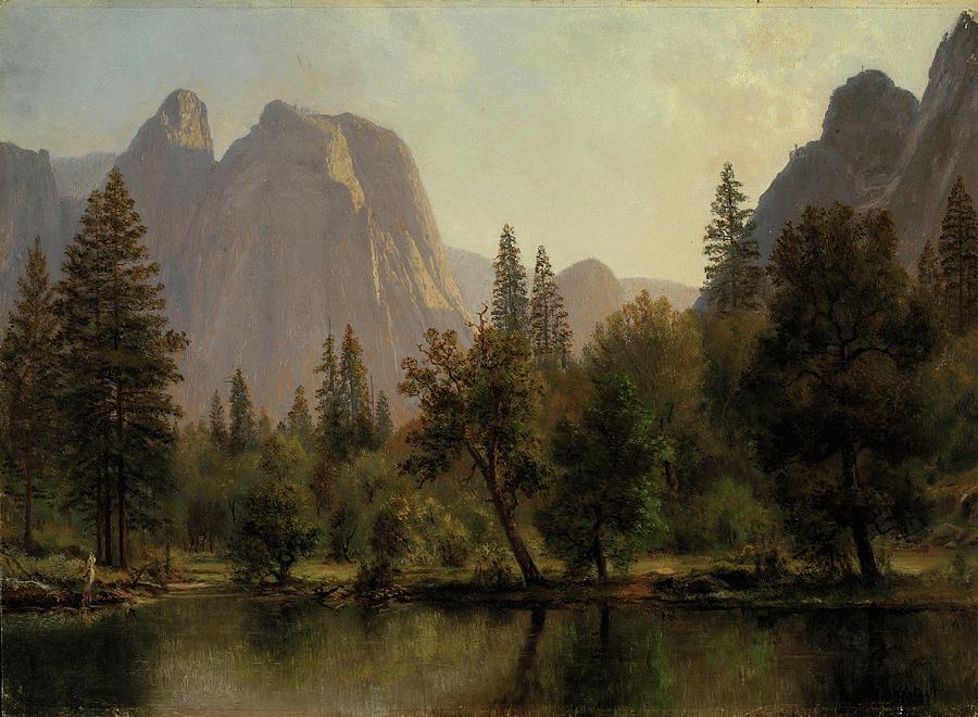 Albert Bierstadt  Painting - Cathedral Rocks, Yosemite Valley by Albert Bierstadt