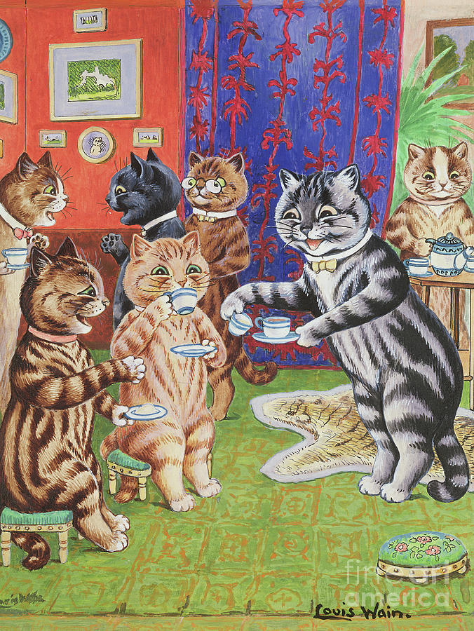 Cats Tea Party Painting by Louis Wain