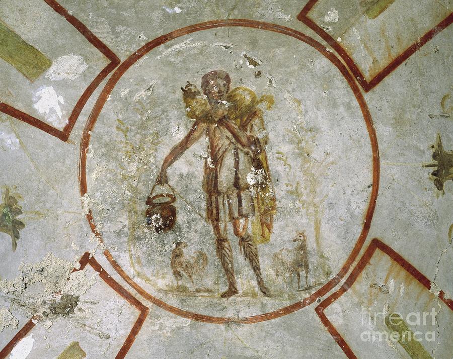 Ceiling Of The Chapel Of The Good Shepherd, Catacombs San Callisto ...