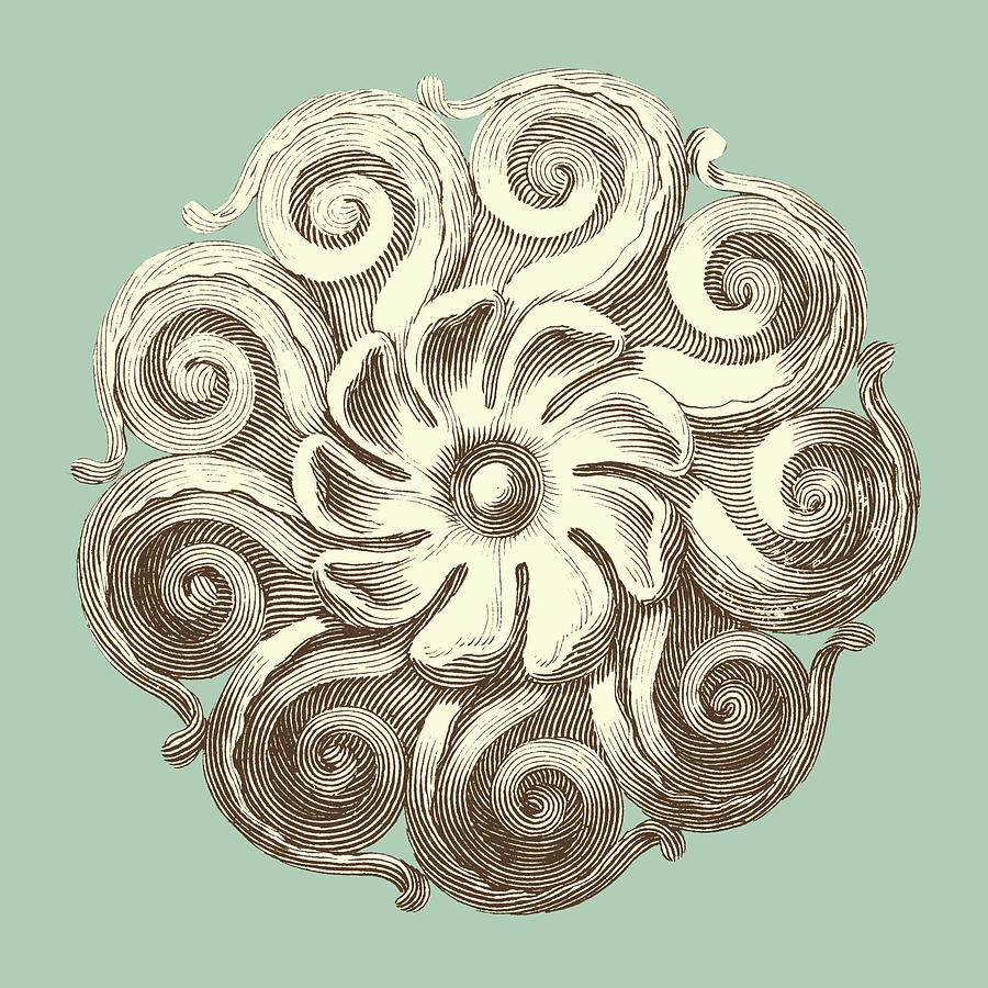 Modern Painting - Celadon And Mocha Rosette I #1 by Vision Studio