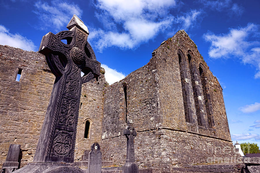 Celtic Cross at Cong Abbey  #1 Photograph by Olivier Le Queinec