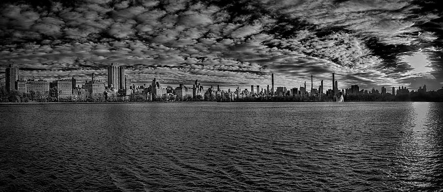 Central Park Reservoir, Clouds and Skyline #1 Photograph by Robert Ullmann