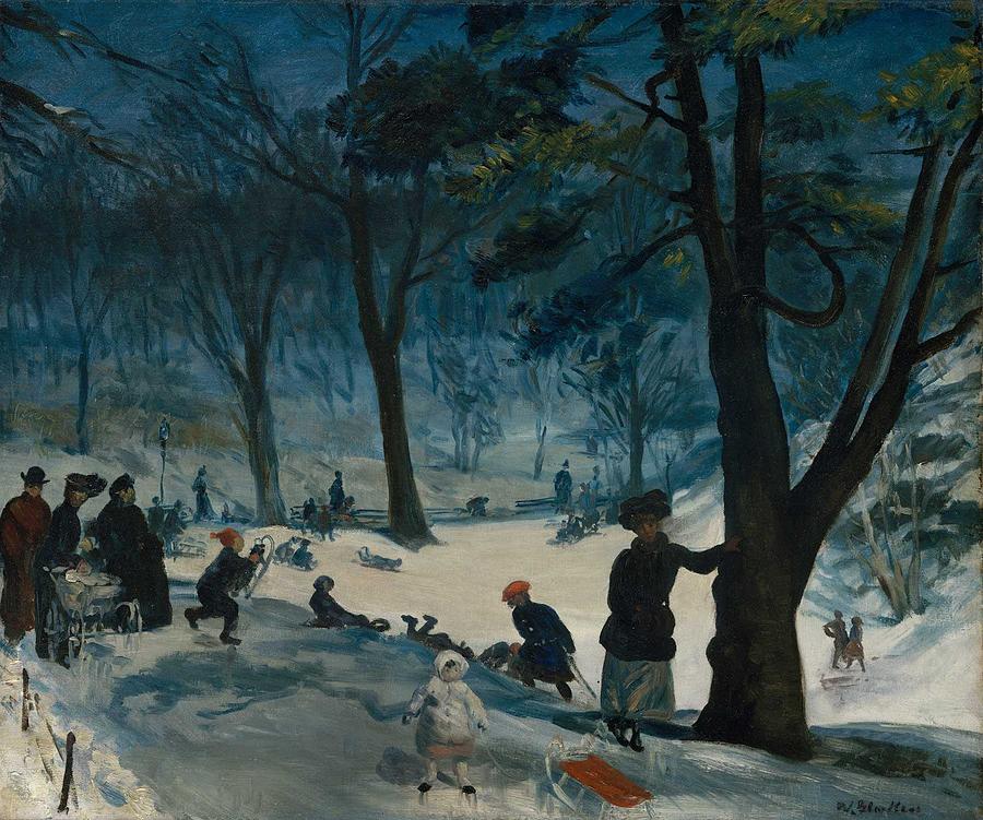 Central Park, Winter , William James Glackens #1 Painting by Celestial Images