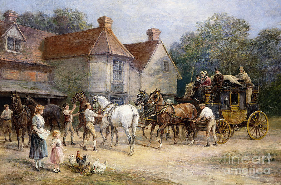 Changing Horses Painting by Heywood Hardy