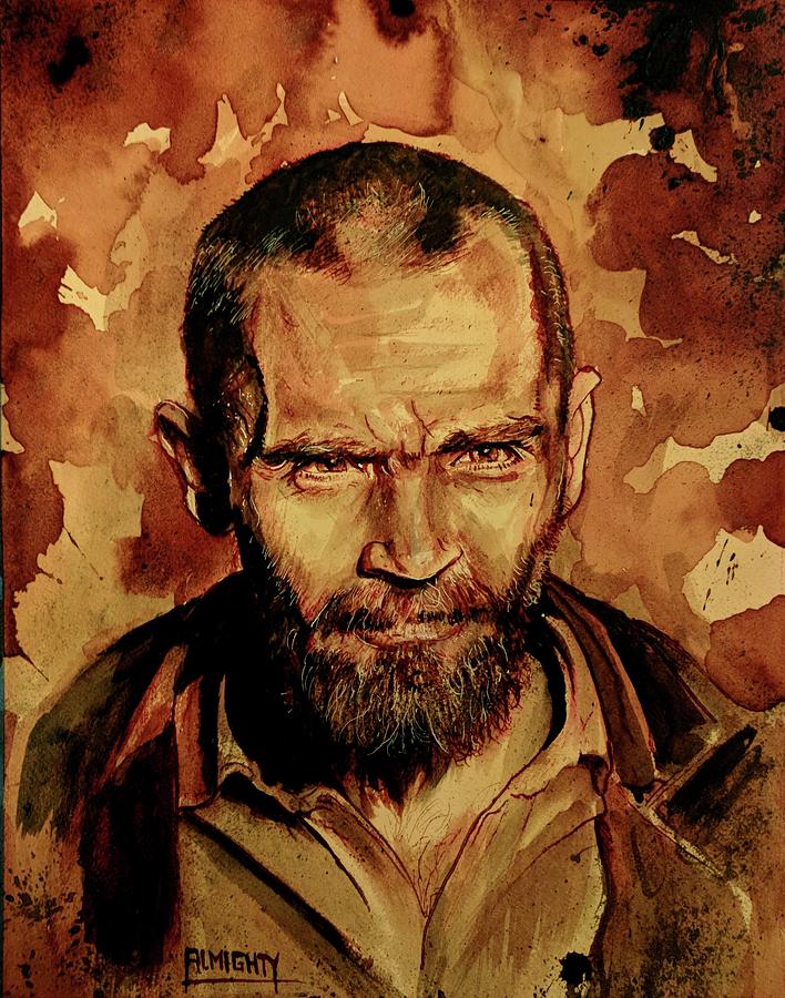 CHARLES MANSON portrait fresh blood #1 Painting by Ryan Almighty