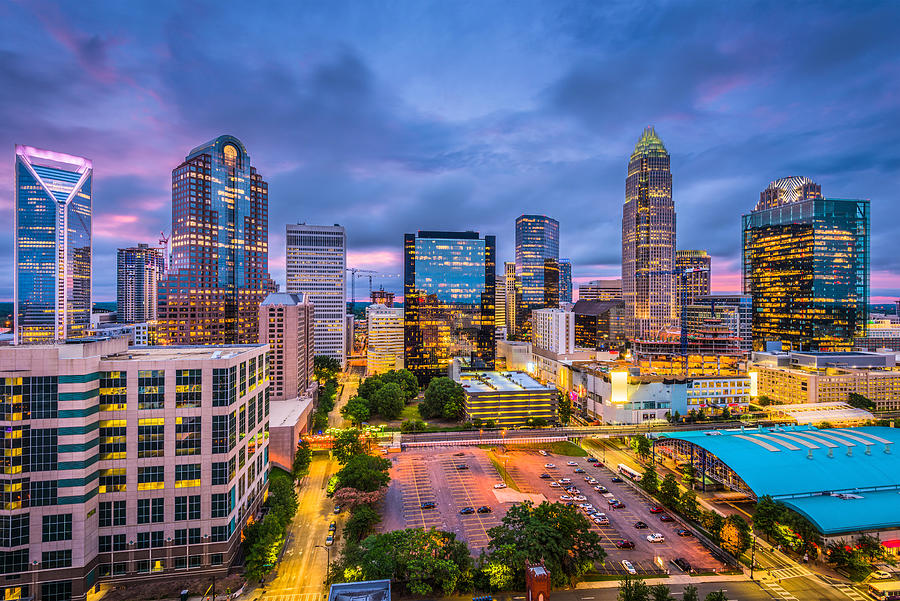 Charlotte Photograph - Charlotte, North Carolina, Usa Skyline #1 by Sean Pavone
