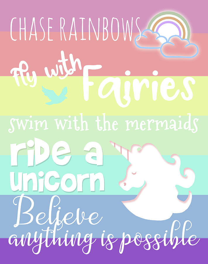 Unicorn Digital Art - Chase Rainbows #1 by Anna Quach
