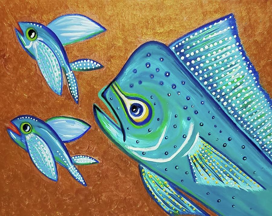 Chasing Flying Fish Painting by Chiquita Bowleg - Pixels