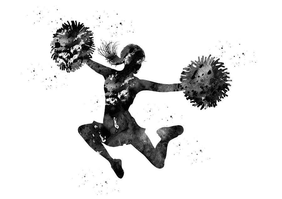 Cheerleader Digital Art - Cheerleader with pompoms #1 by Erzebet S