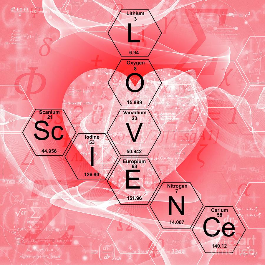 Chemical Elements Love And Science #1 Photograph by Mehau Kulyk/science Photo Library