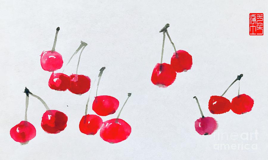 Cherries  #1 Painting by Lavender Liu
