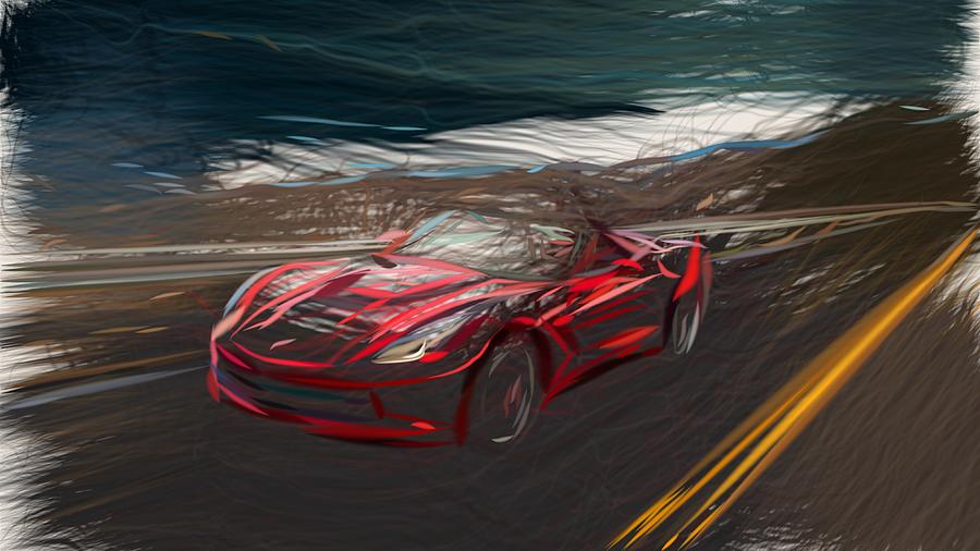 Chevrolet Corvette Stingray Convertible Drawing #2 Digital Art by CarsToon Concept