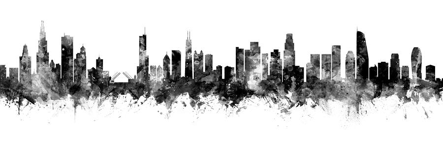 Chicago Digital Art - Chicago and Los Angeles Skylines Mashup #1 by Michael Tompsett