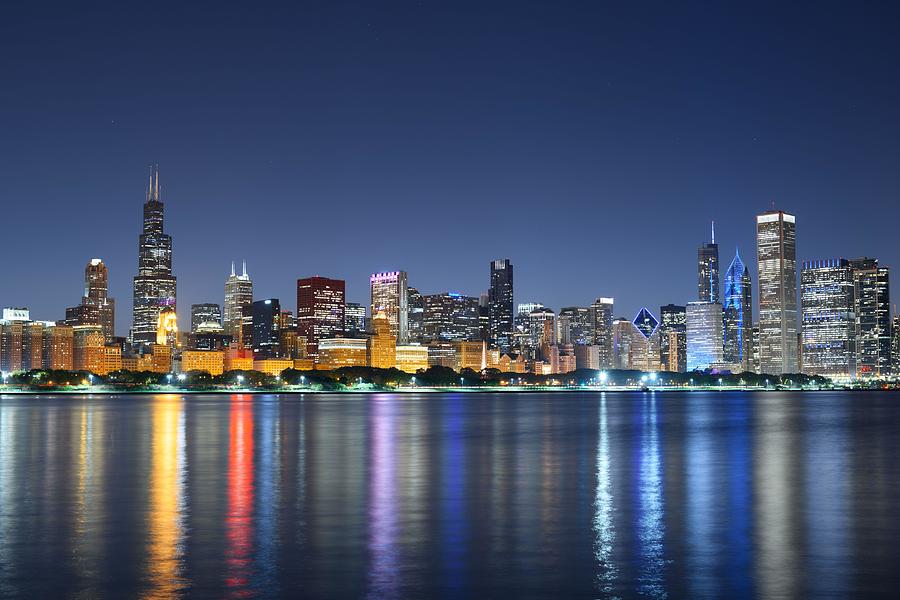 Chicago Photograph - Chicago, Illinois, Usa Downtown Skyline #1 by Sean Pavone