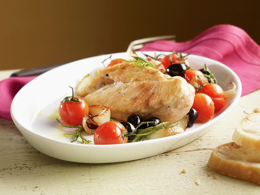 Chicken Breast With Tomatoes, Olives, Onions And Rosemary #1 Photograph by Studio R. Schmitz