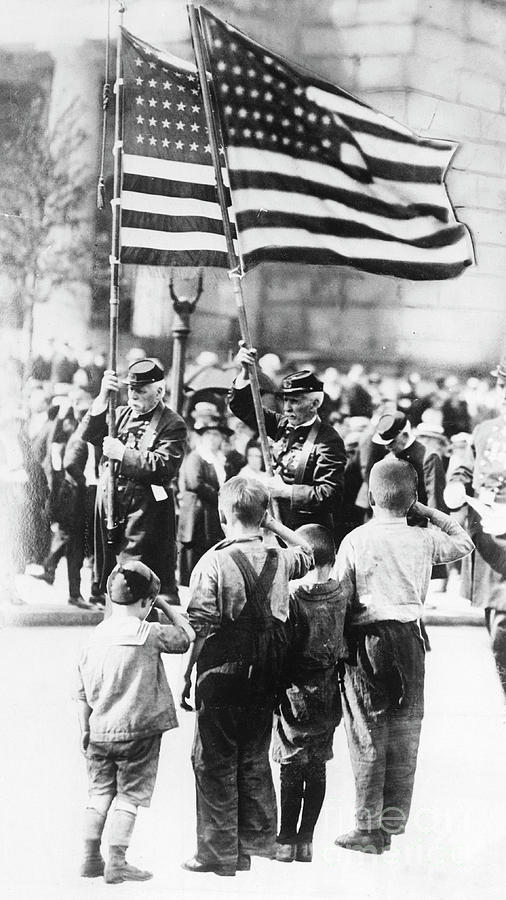 Children Saluting Flags At Memorial Day #1 Photograph by Bettmann
