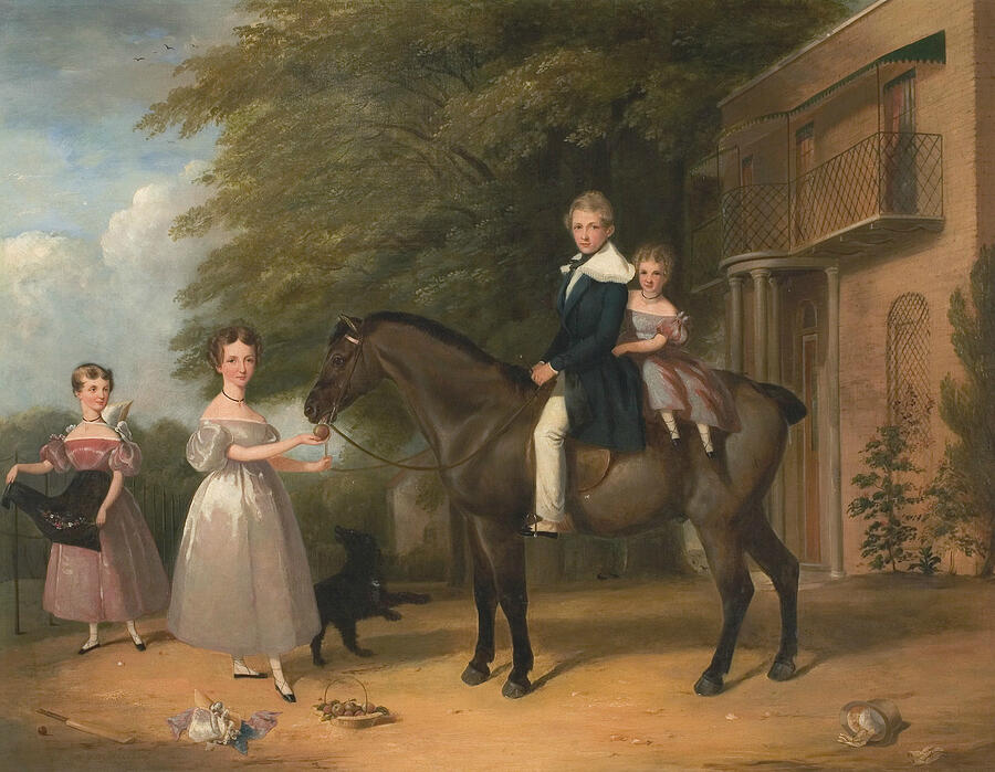 Children with Horse and Dog Painting by Henry Barraud - Fine Art America