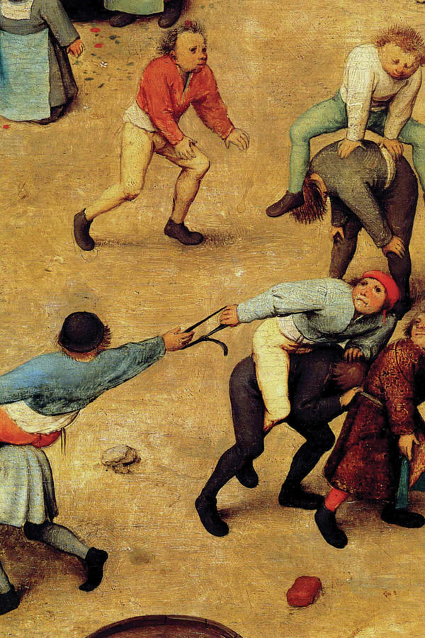 Childrens Games (Detail) - #1 Painting by Pieter Brueghel