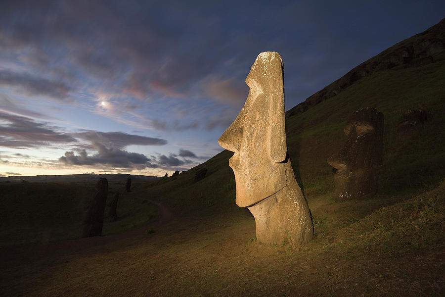 Chile, Easter Island, Moai Statues Of #1 Photograph by Michael Dunning