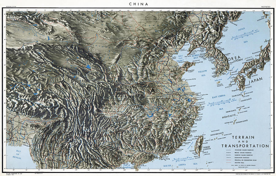 China Map, 1944 #1 Painting by Granger