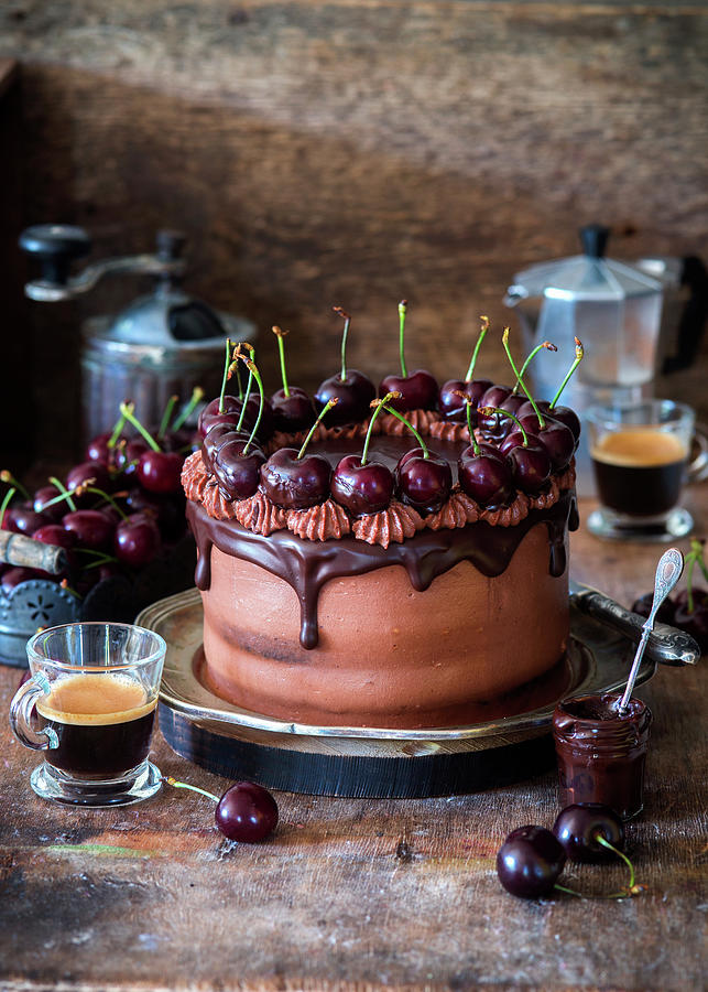 Chocolate Cherry Cake #1 Photograph by Irina Meliukh