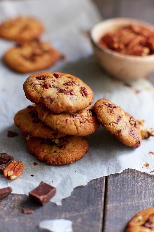 Chocolate Chip And Pecan Cookies #1 Photograph by Radvaner