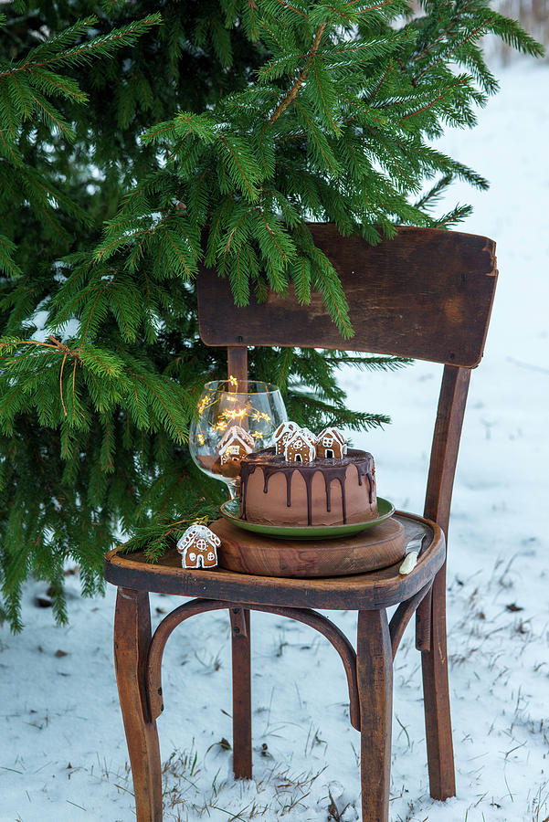 Chocolate Orange Cake For Christmas #1 Photograph by Irina Meliukh